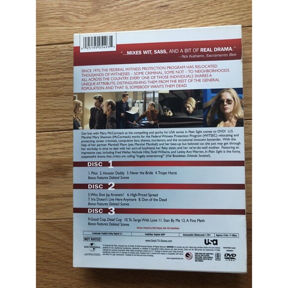 In Plain Sight: Season One DVD 2008 3 Disc Box Set - Picture 2 of 8